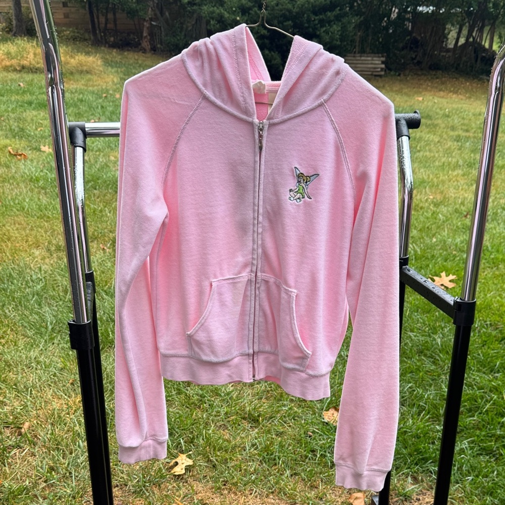 Disney Light Pink Zip-Up Hoodie with Tinkerbell Design